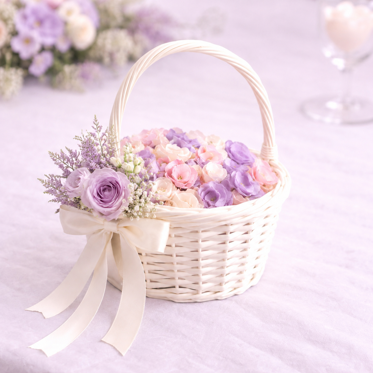 Lilac Haze Flower Girl Basket