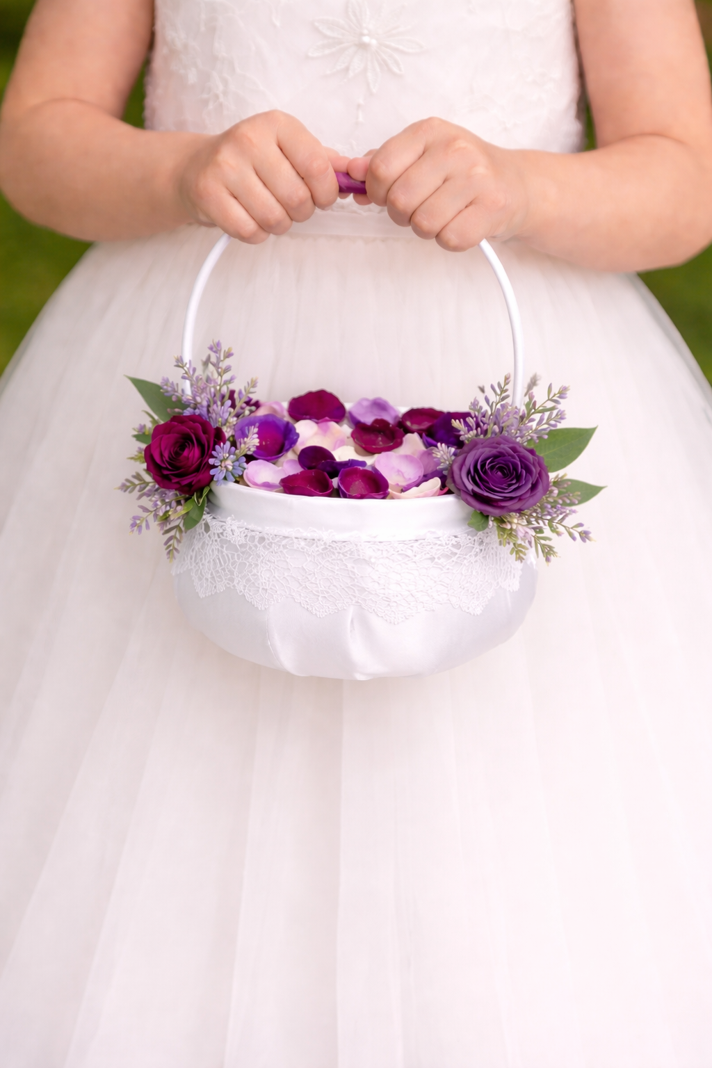 The Jewel Tones Flower Girl's Basket of Petals