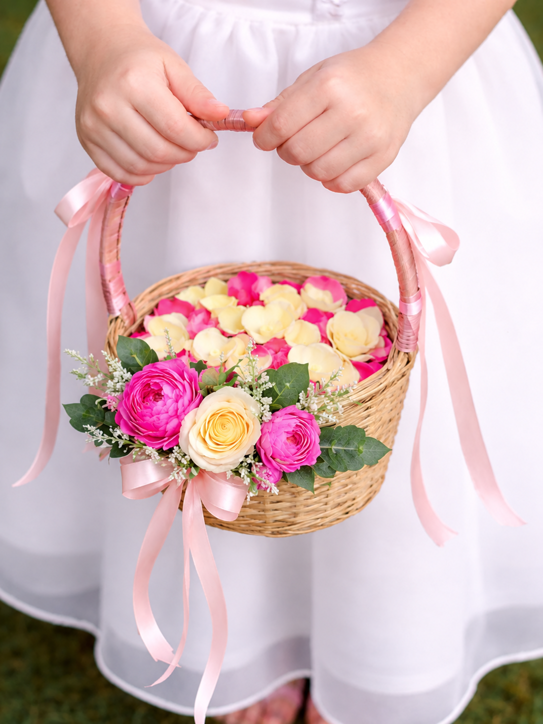 Pinky Paradise Flower Girl's Basket