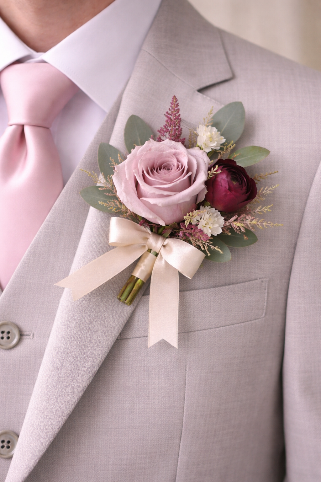 Burgundy Flame Grooms Boutonniere