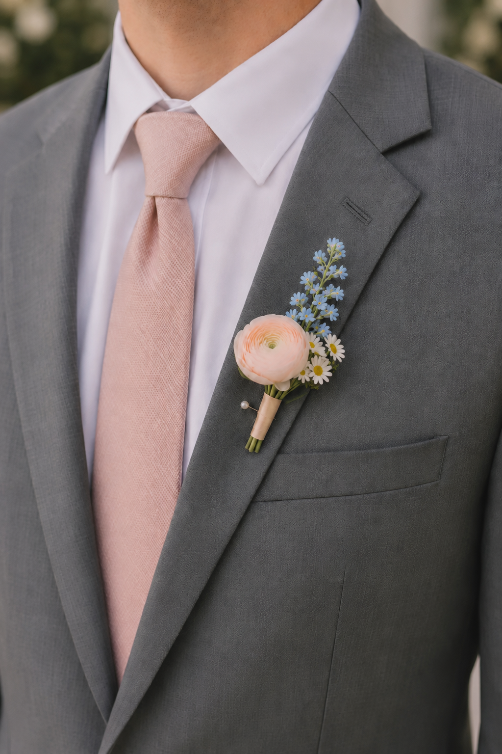 Pastel Petal Garden Groomsman Boutonniere