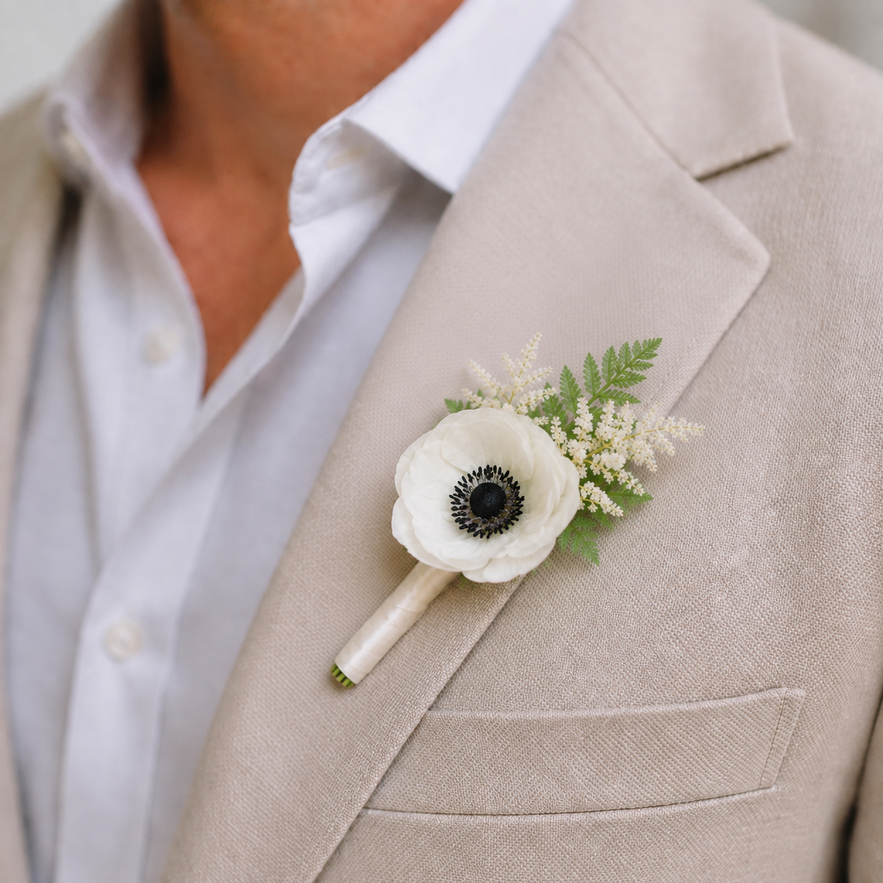 Ivory Luxe Groom Boutonniere