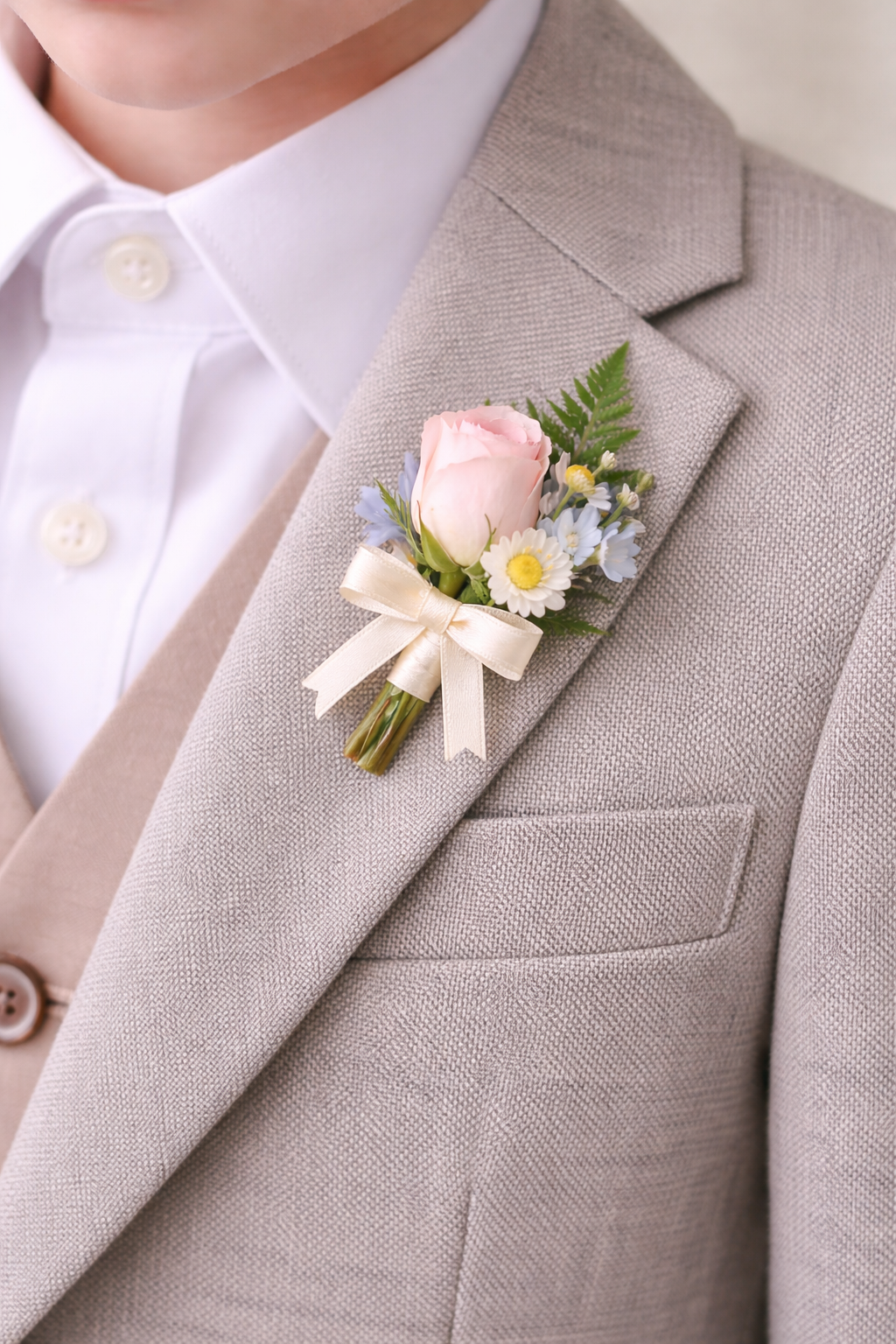 Pastel Petal Garden Page Boy Boutonniere