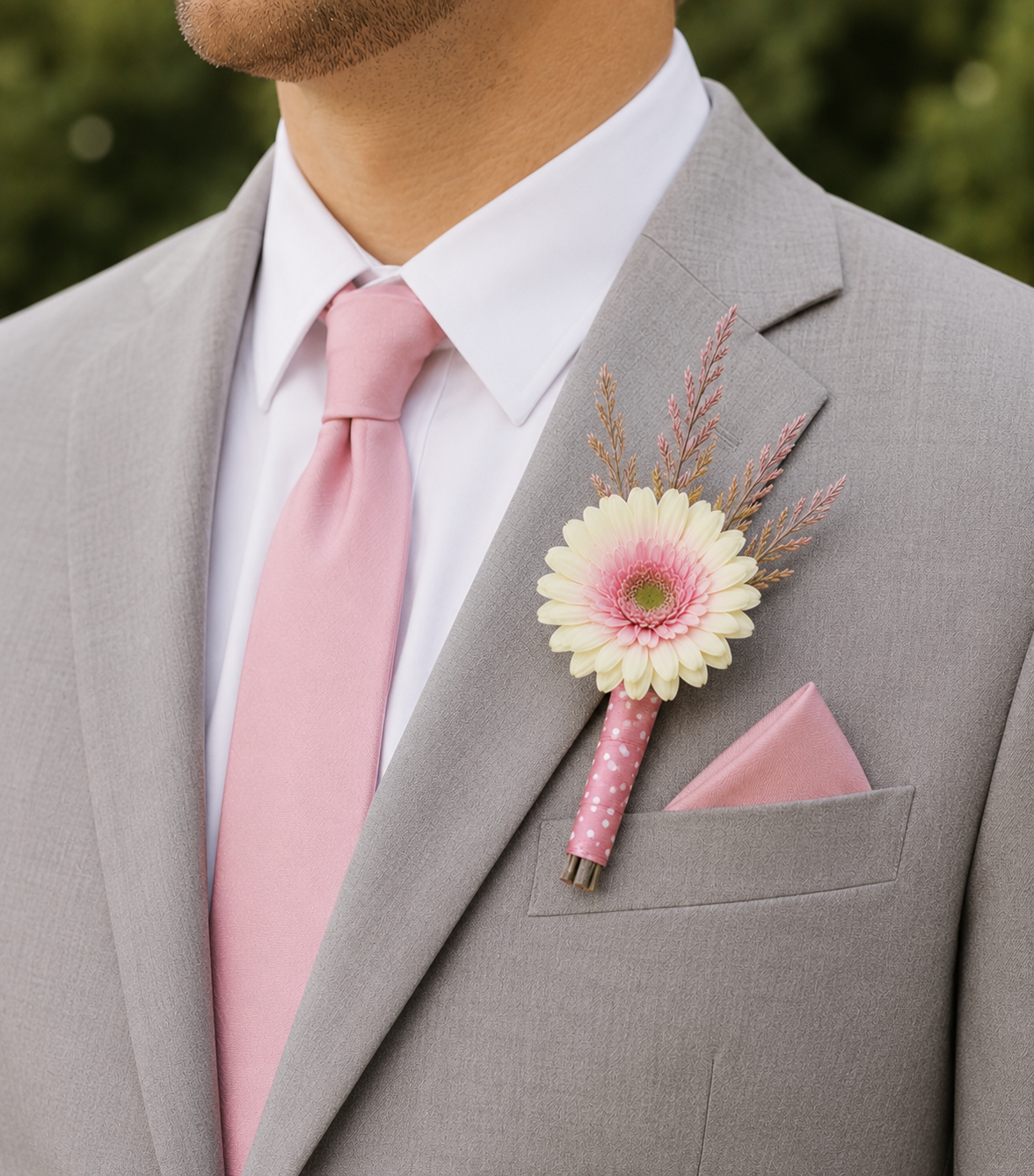 Chic Blush Groomsman Boutonniere