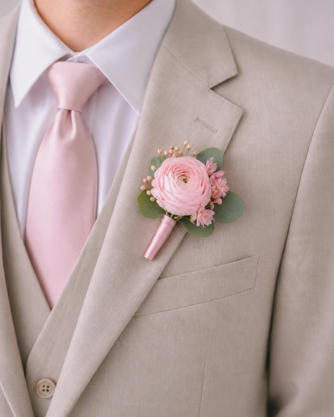 Pink Eclat Groom Boutonniere