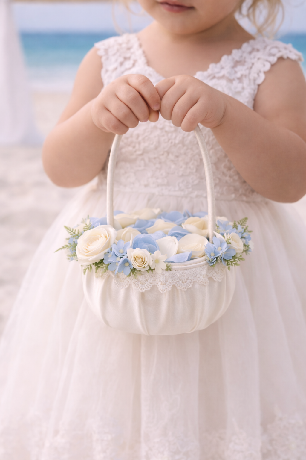 Sea Breeze Flower Girl's Basket of Petals