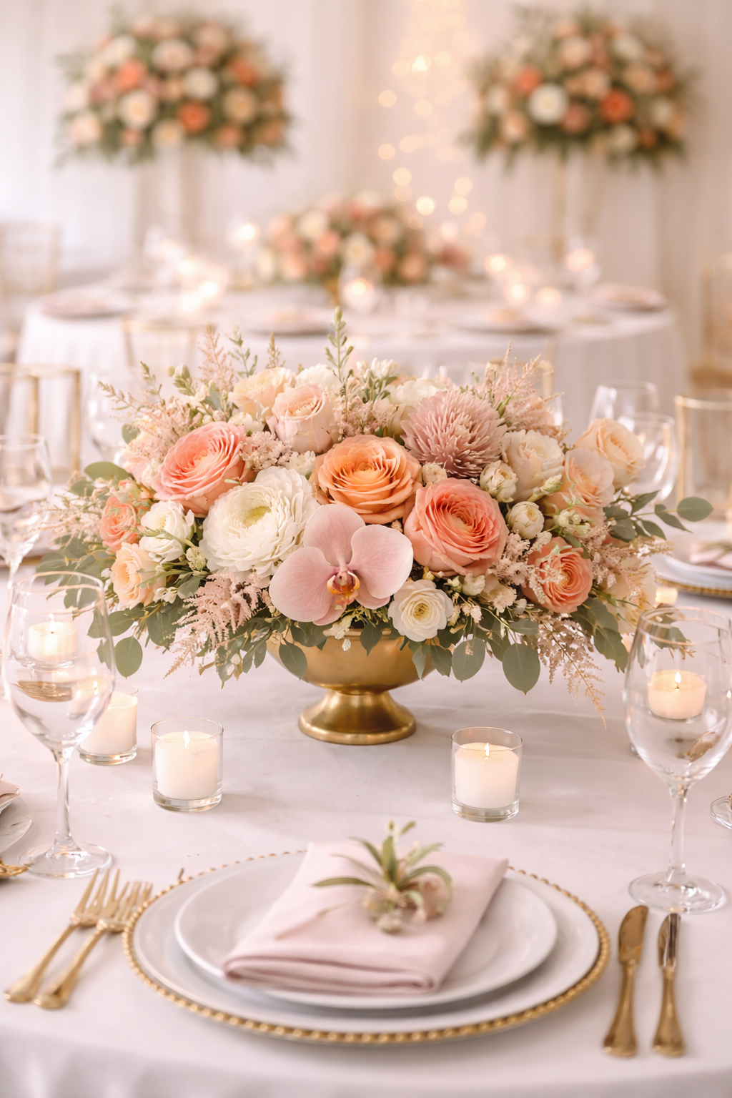 Wild Coral Bloom centerpiece