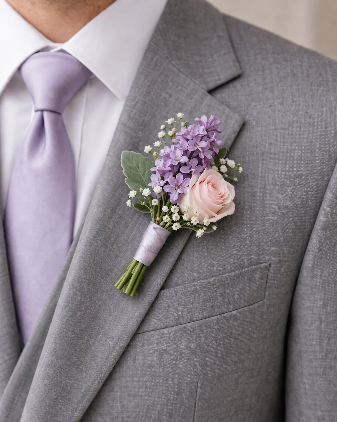 Lilac Haze Groomsman's Boutonniere
