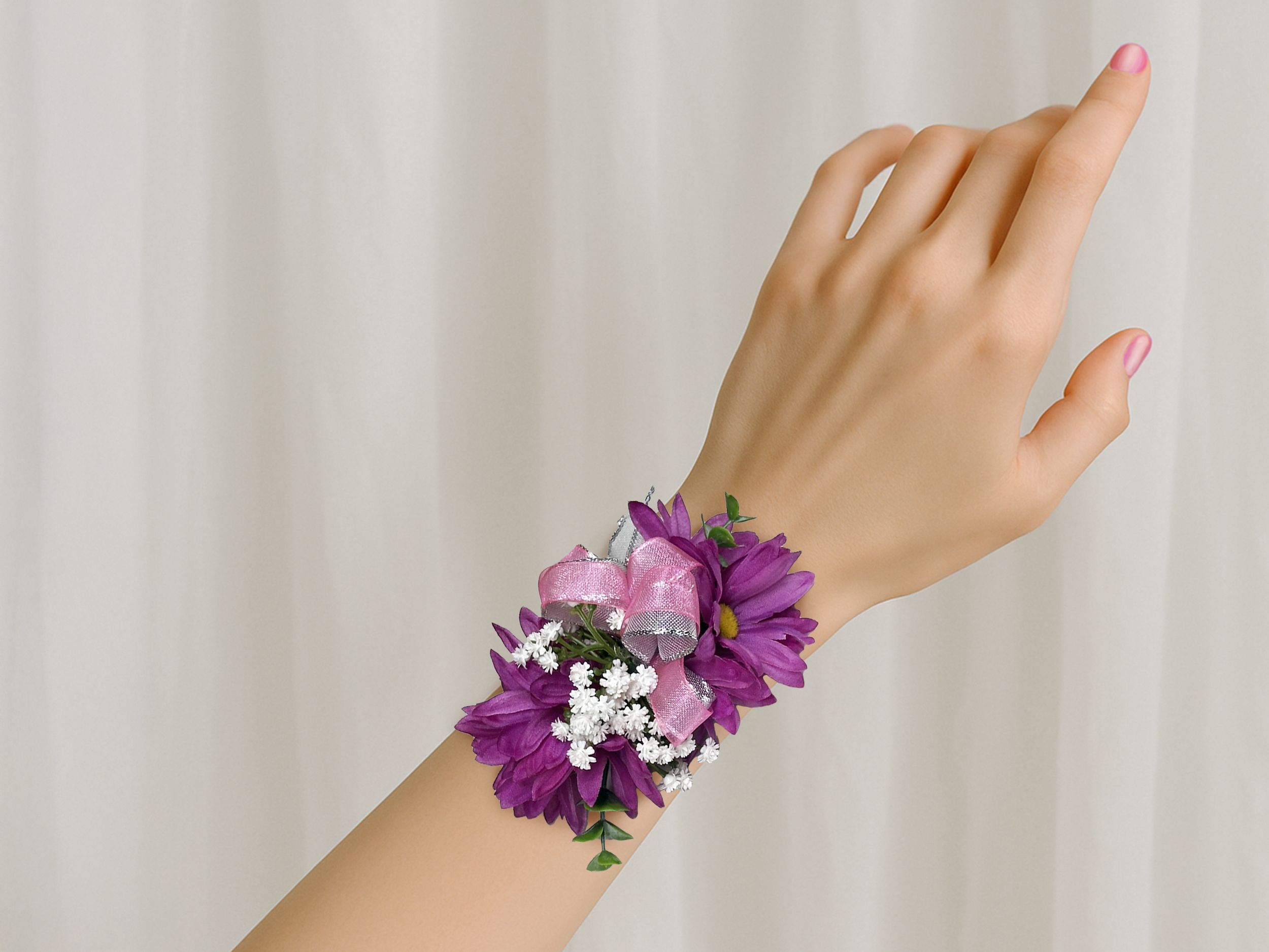 Pink corsage on wrist.png