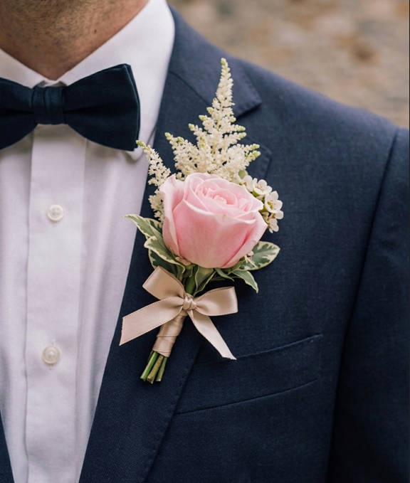 Blush Garden Romance Groom's Boutonniere