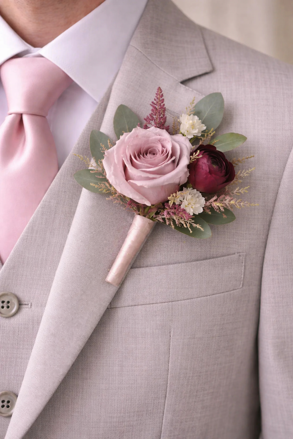 Burgundy Flame Grooms Boutonniere