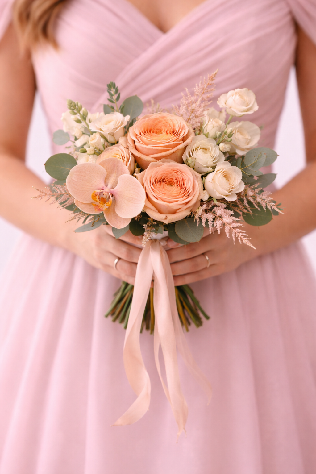 Wild Coral Bloom Bridesmaid Bouquet