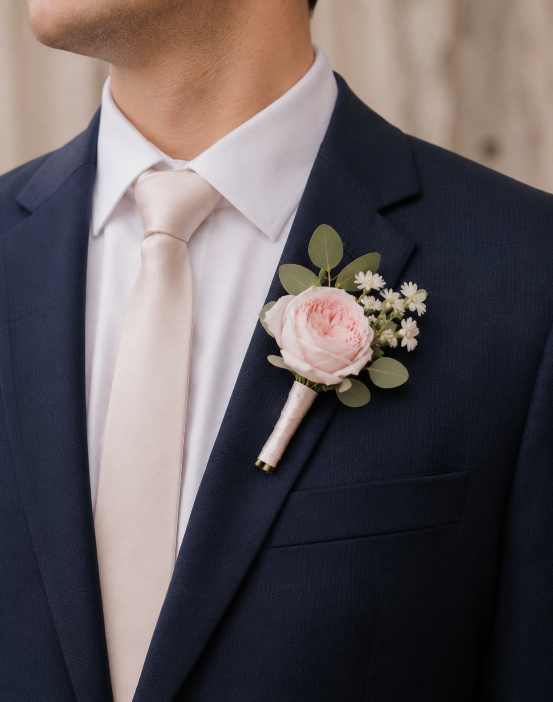 Blush Garden Romance Groomsman's Boutonniere