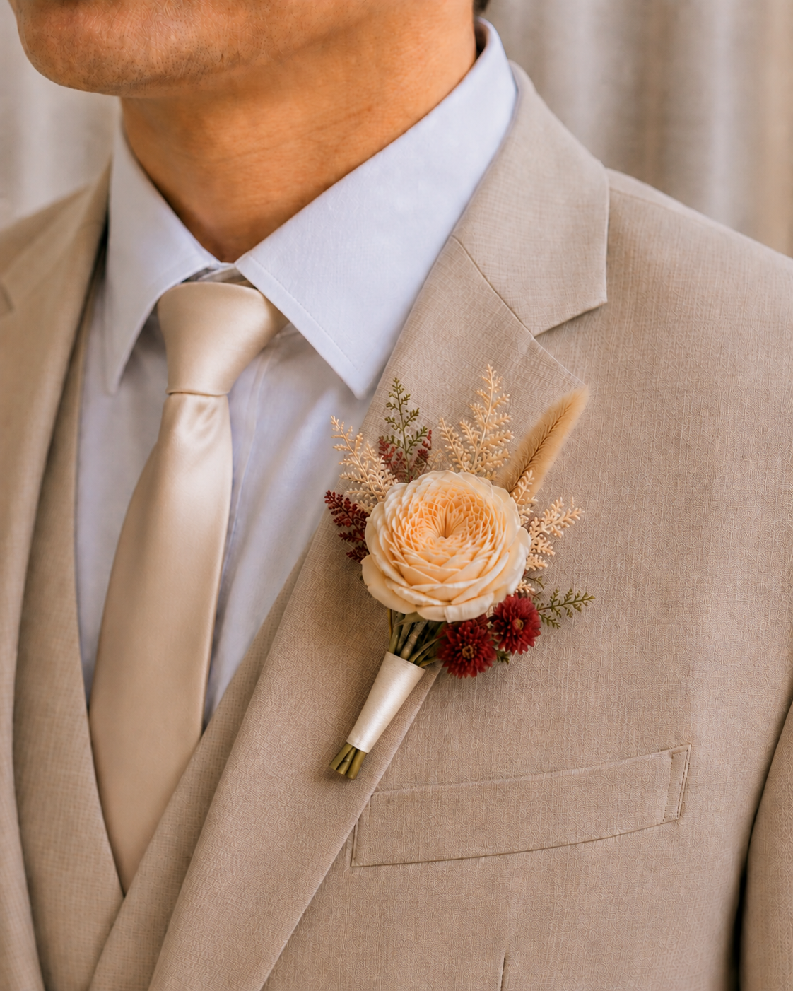 Coffee and Wine Groom Boutonniere