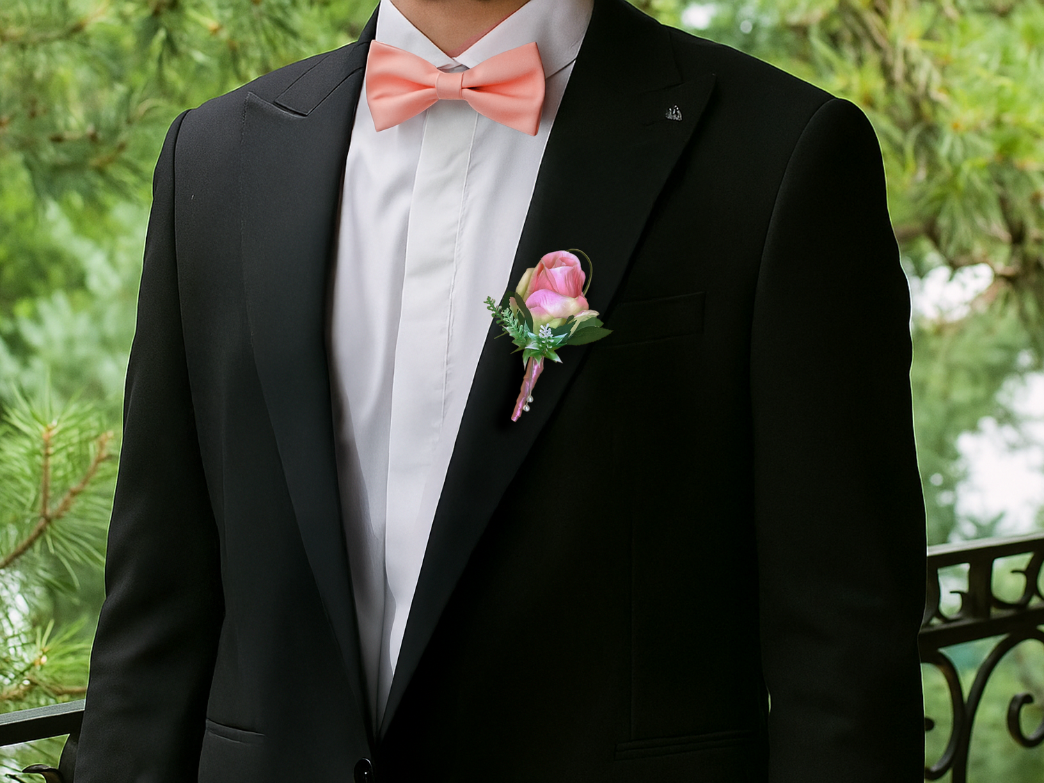 Peachy Paradise Groomsman Boutonniere