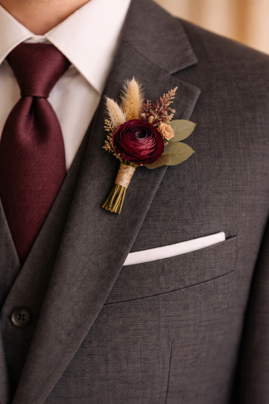 Coffee and Wine Groomsman Boutonniere