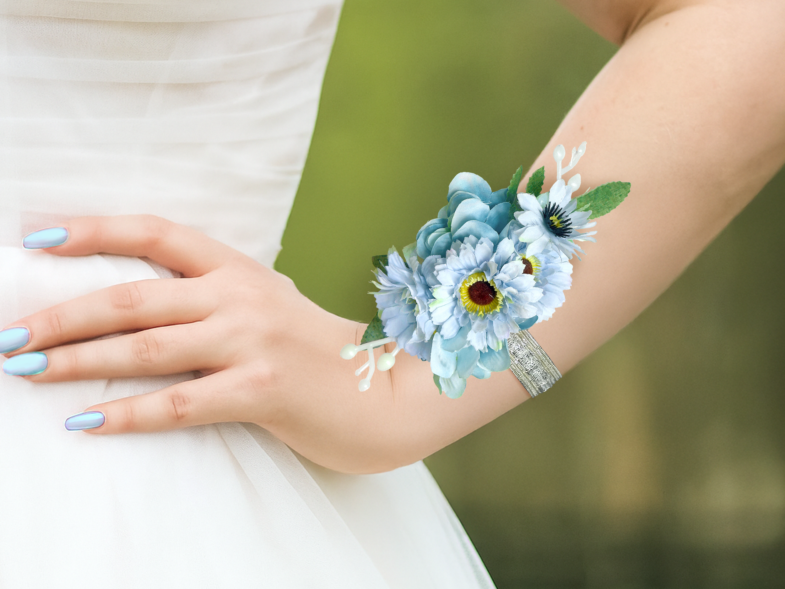 Light blue corsage on wrist outside.png