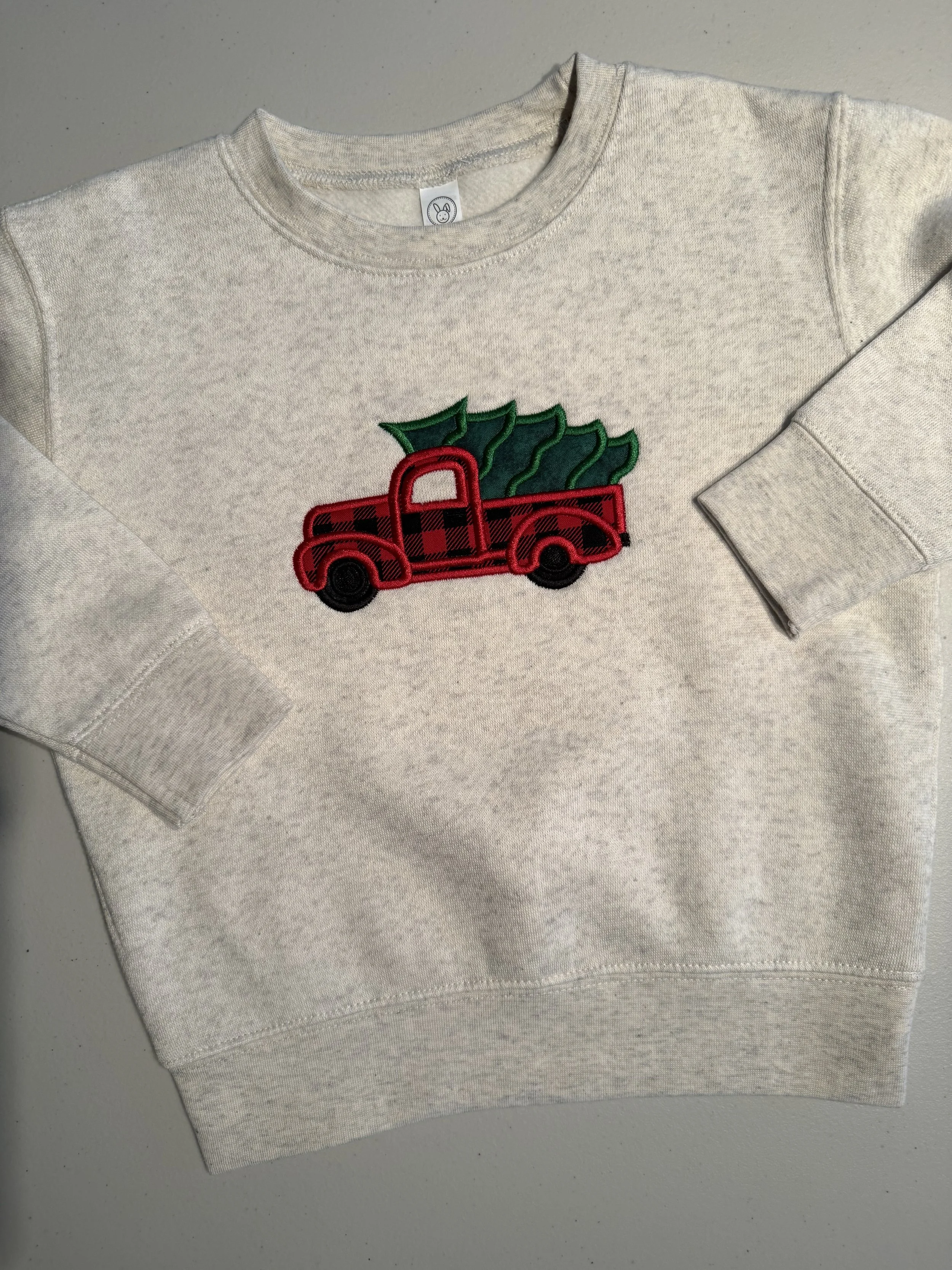 Toddler - Embroidered Christmas Truck - Crewneck