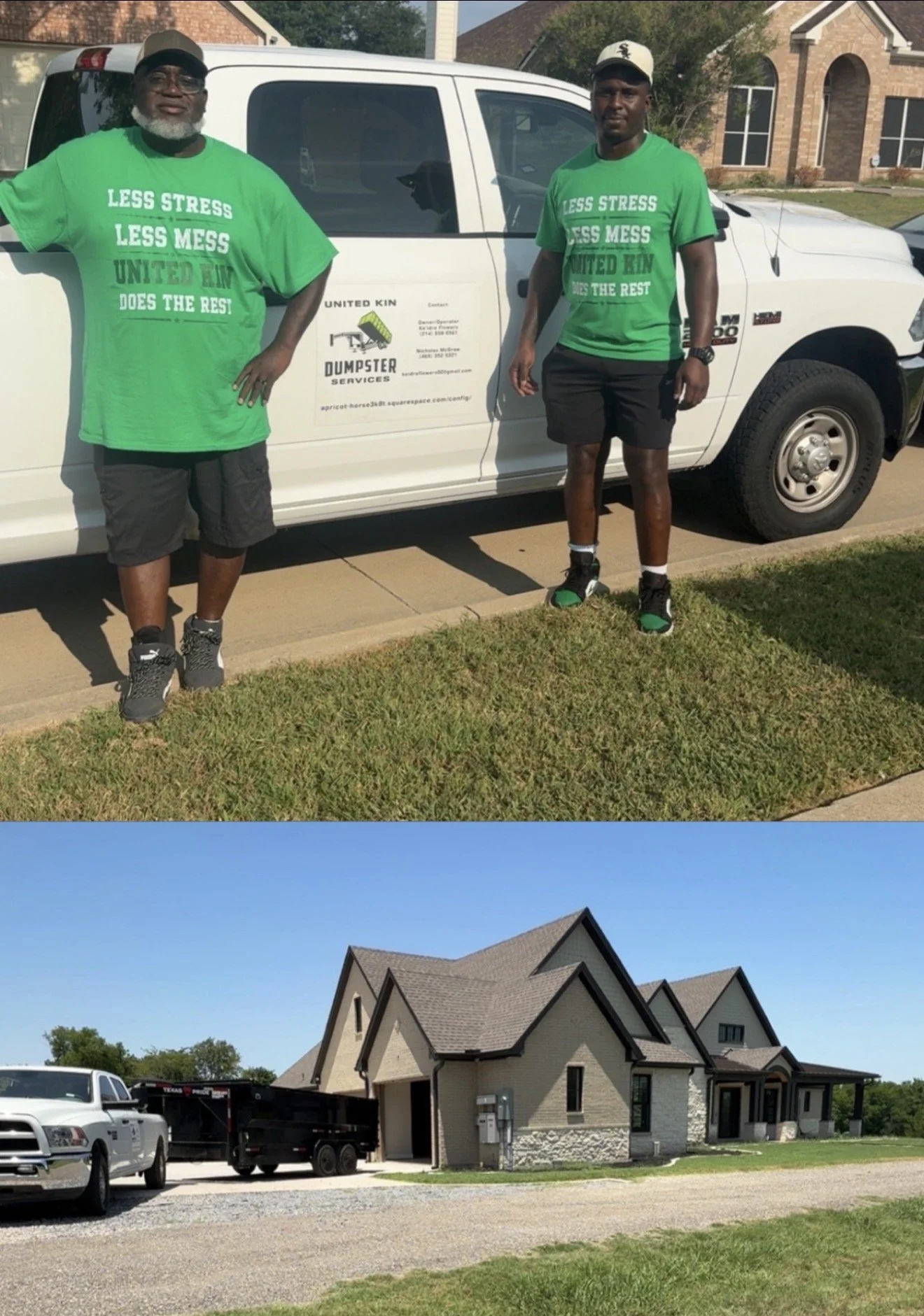 16yard dumpster trailer rental on rubber tires for driveway protection by United Kin Dumpster Services LLC⁠