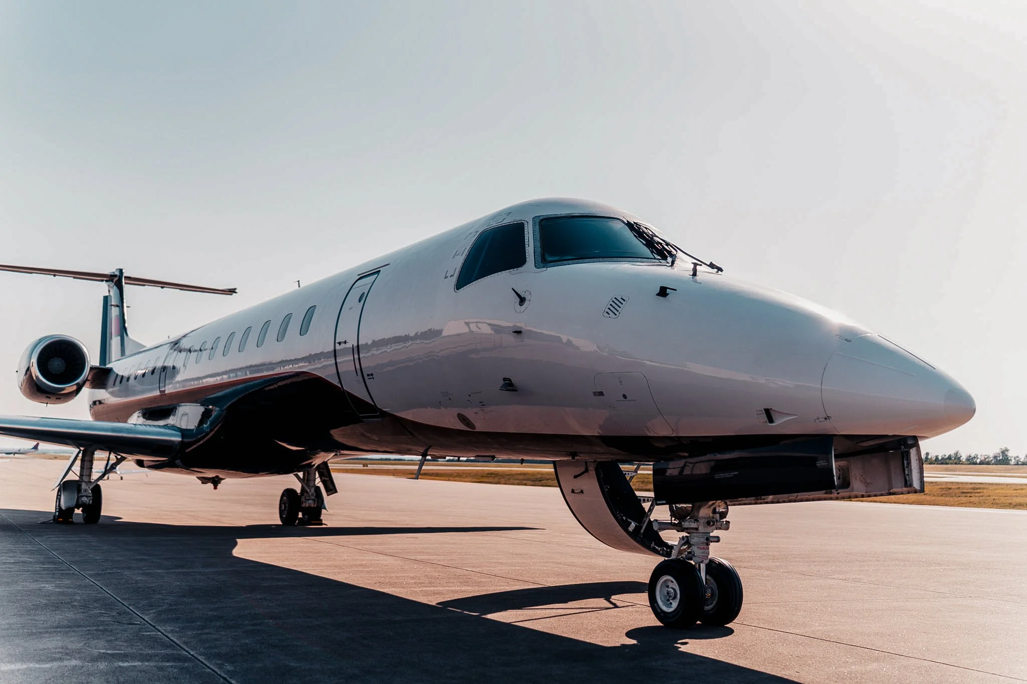 A private jet from Exodus Aircraft positioned on the runway, ready for departure. Our private jet charter services provide flexible scheduling, fast boarding, and seamless travel for clients throughout South Carolina and beyond, making luxury travel