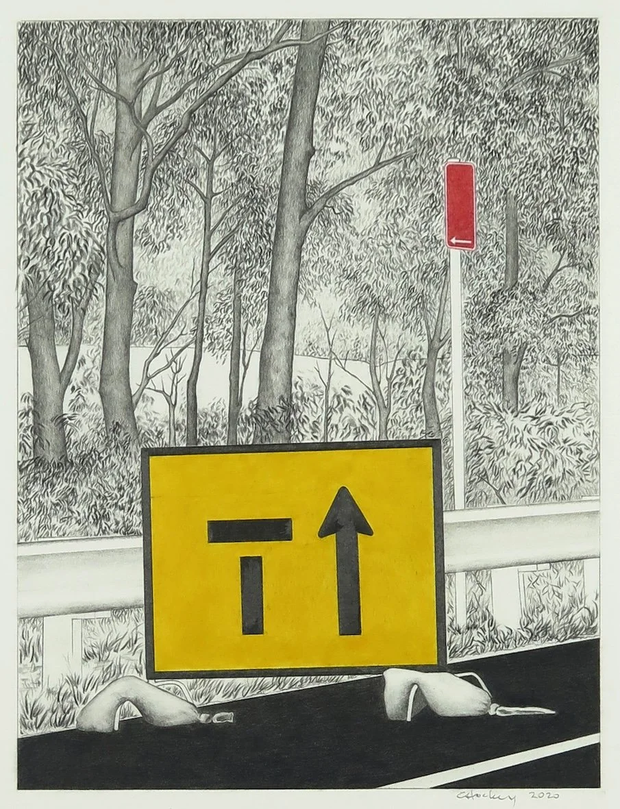 Roadwork and foliage, 2020
Carbon copy drawing, 30 x 21cm