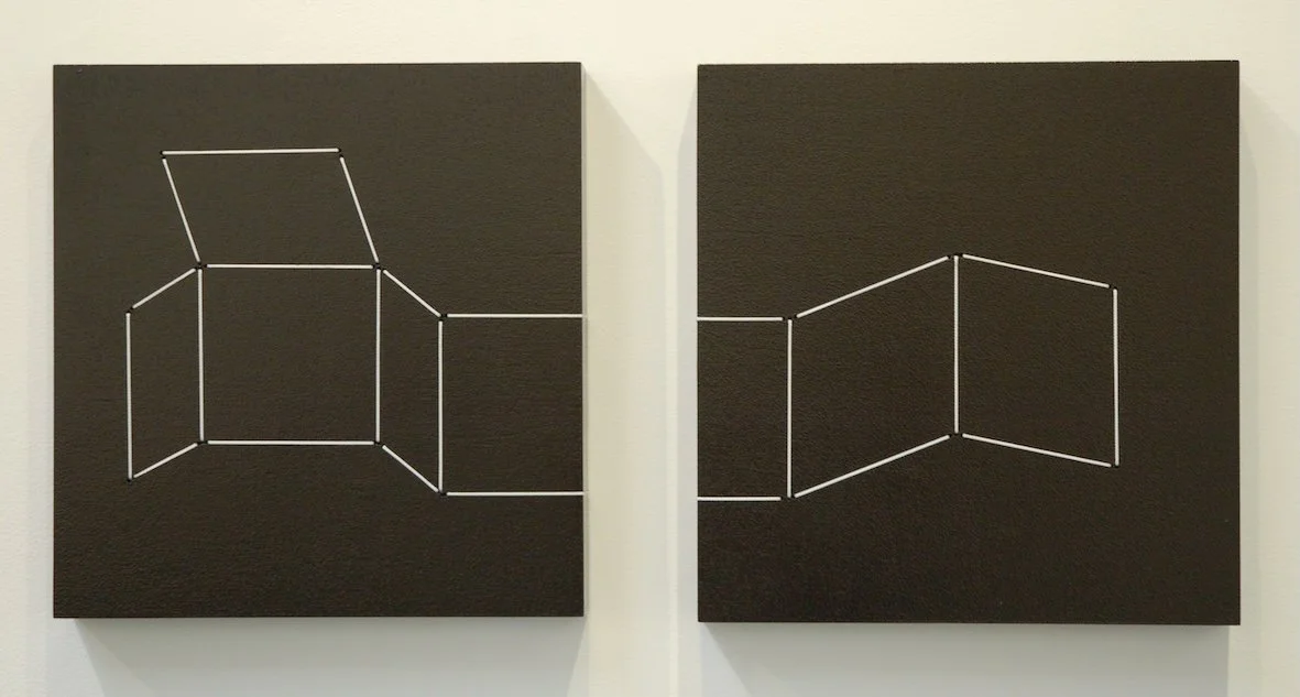 Untitled (Whitestring connected), 2006
Acrylic on board, cord, 30 x 60cm