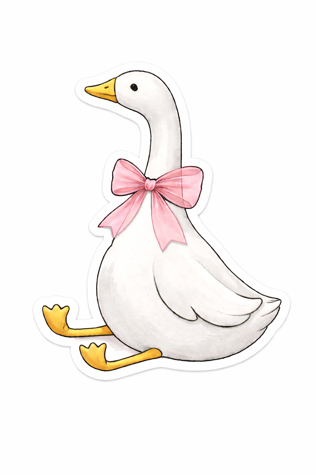 Adorable goose with pink bow.png