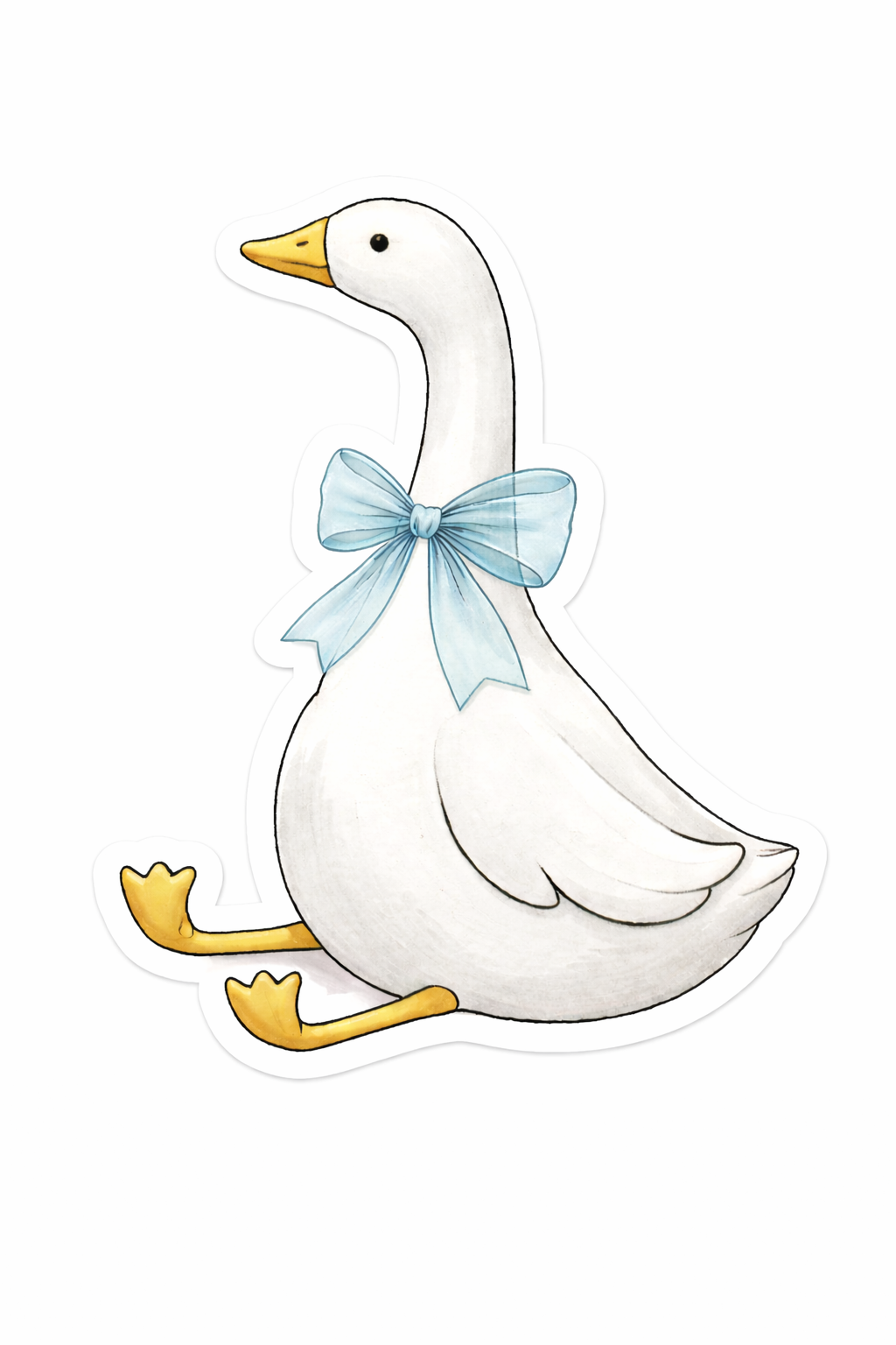 Adorable goose with blue ribbon.png