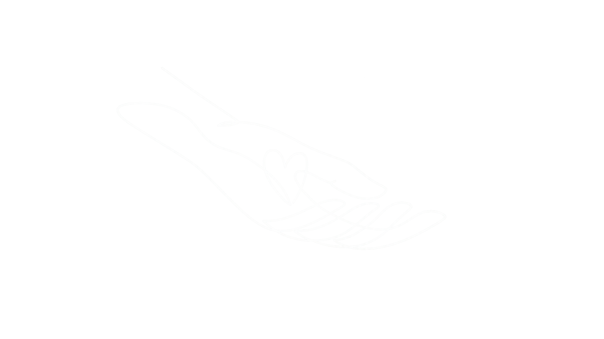 Neon art of a hand holding a syringe with a heart-shaped element in the middle, glowing in white against a dark background.