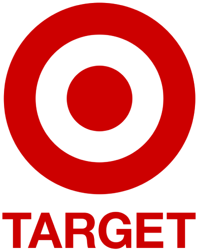 Target logo with red and black bullseye and the word 'TARGET' underneath.