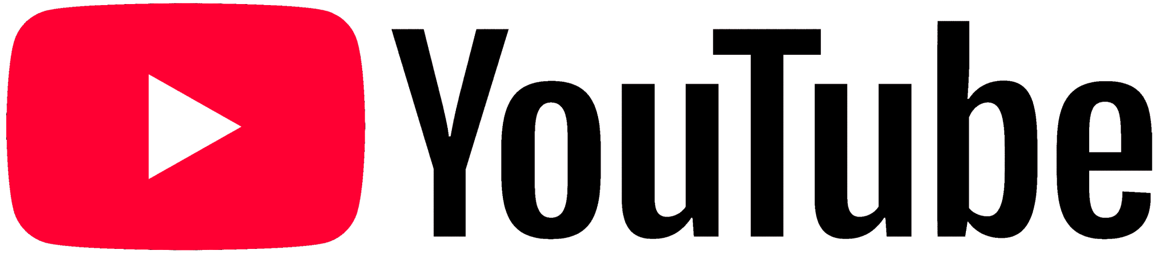 The YouTube logo, a red rounded rectangle with a white play button in the center, followed by the word "YouTube" in black text.