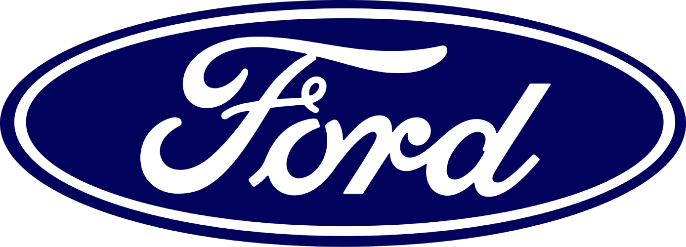 Ford logo with white text on a blue oval background.