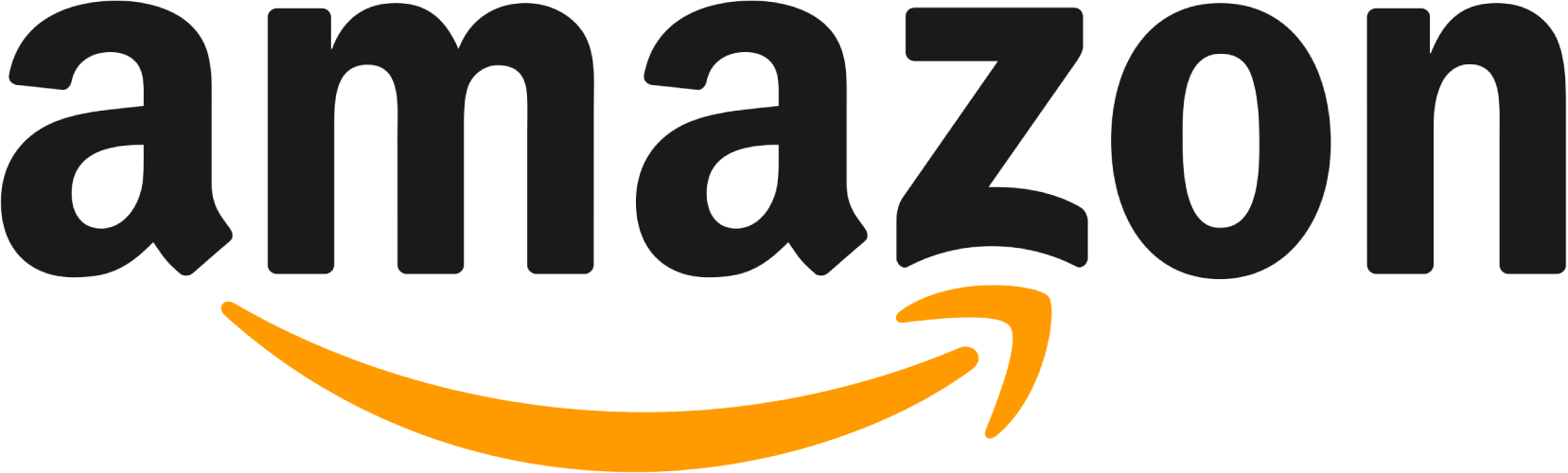 Amazon logo with black text and orange arrow pointing from the 'a' to the 'z'.