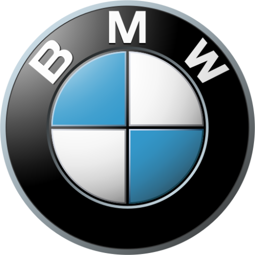 Close-up of the BMW logo, with the black circle and white letters B, M, W, surrounding a blue and white quadrants