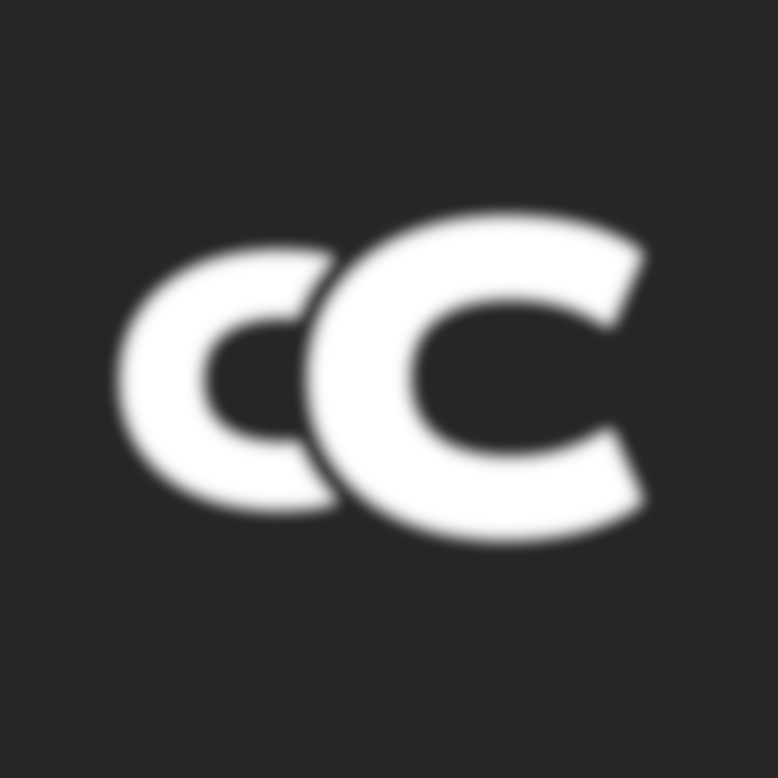 Blurry black background with white CC logo in the center.