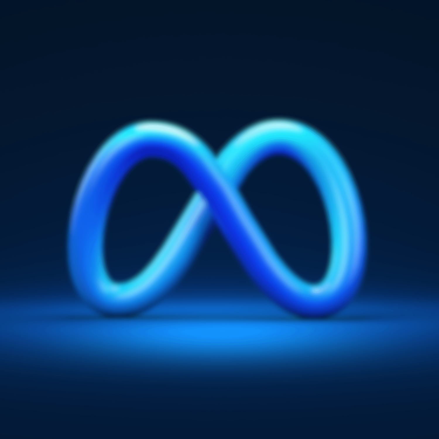 A glowing blue infinity symbol on a dark background.