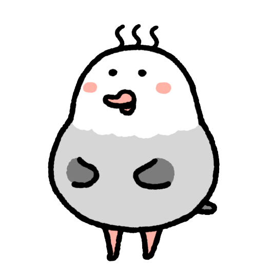 Cute illustrated character with a round body, small arms, and legs, blushing cheeks, and steam rising from its head, resembling a steaming dumpling or hot food item.