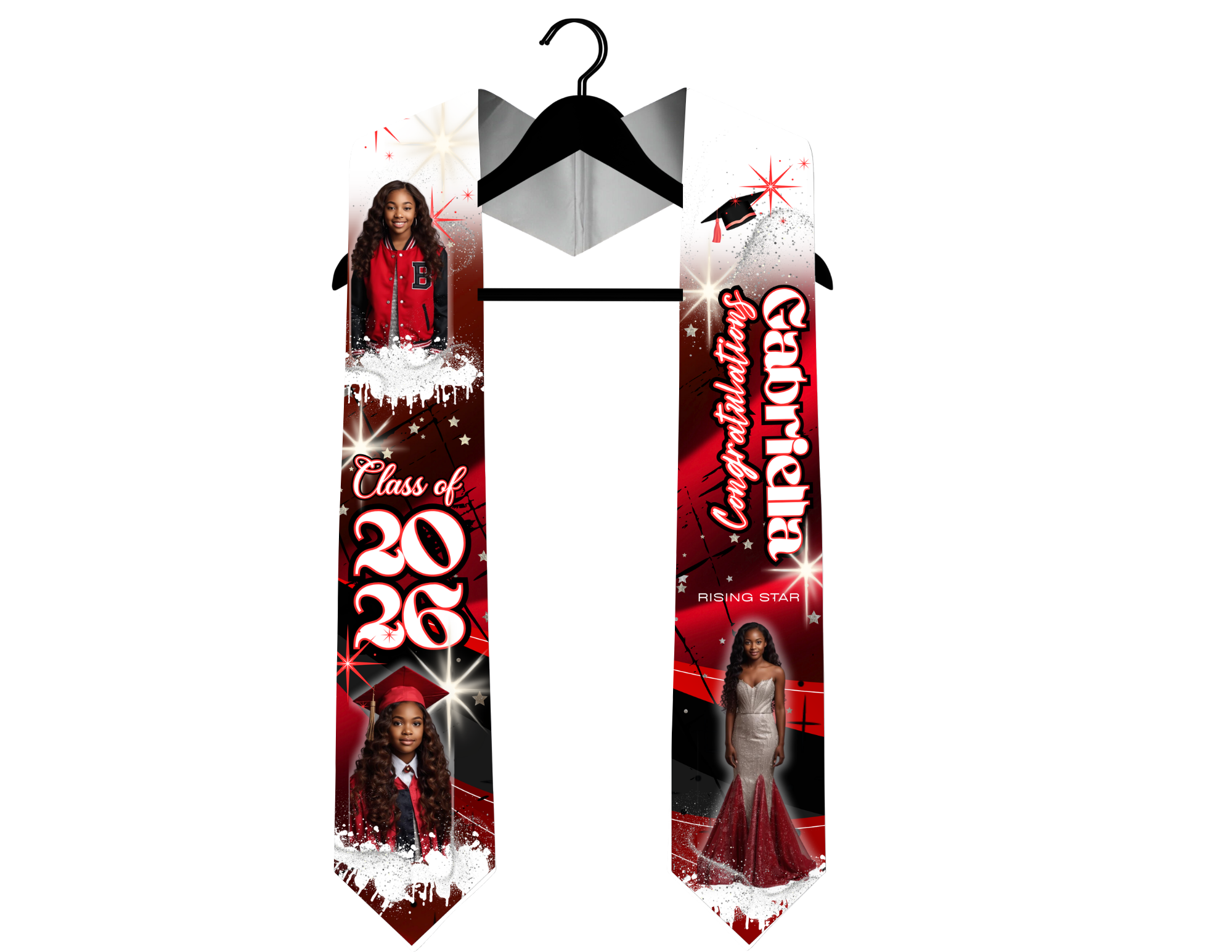 Rising Star Graduation Stole 70" Red