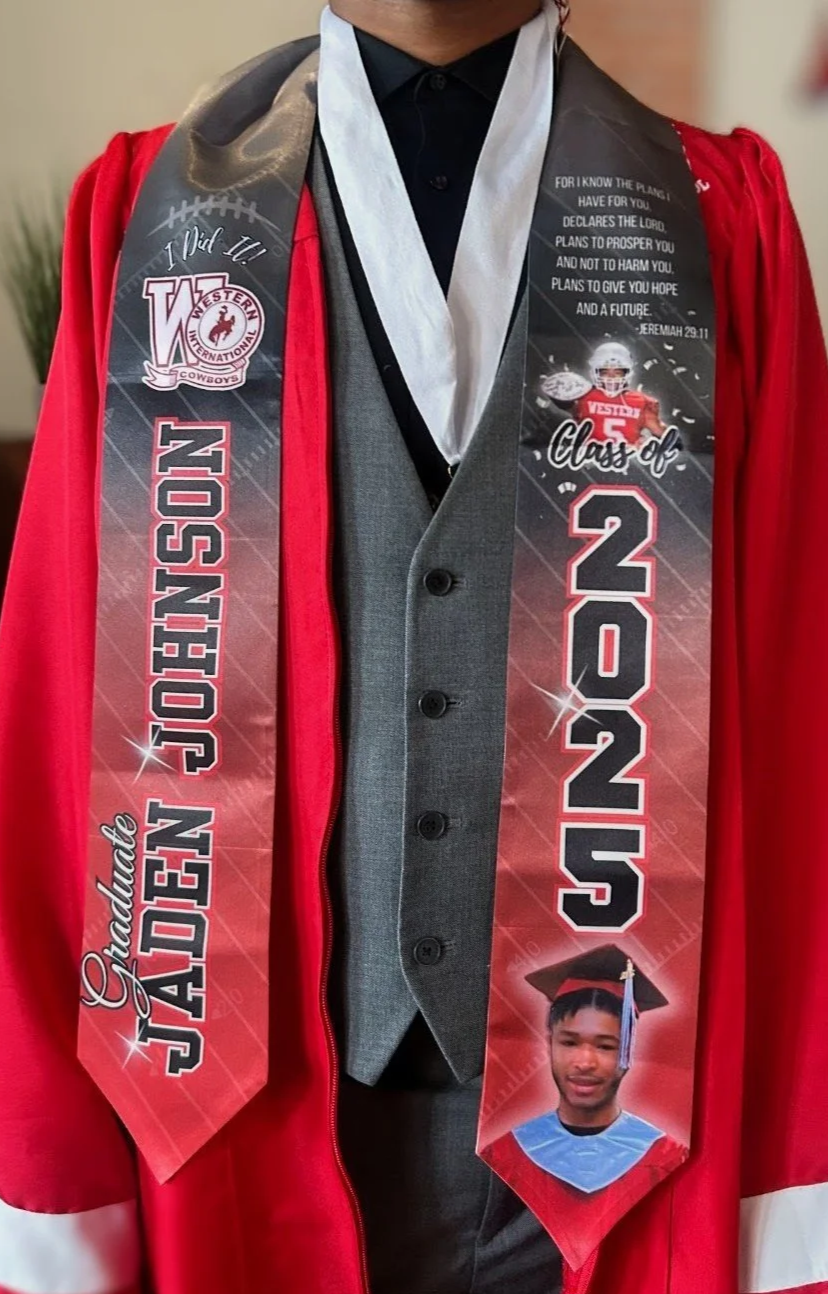 Football Fanatic Graduation Stole with Scripture