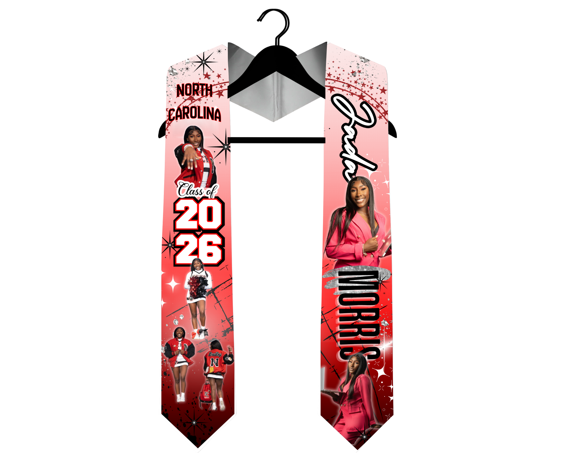 Glam Red Graduation 2026 Stole 70"