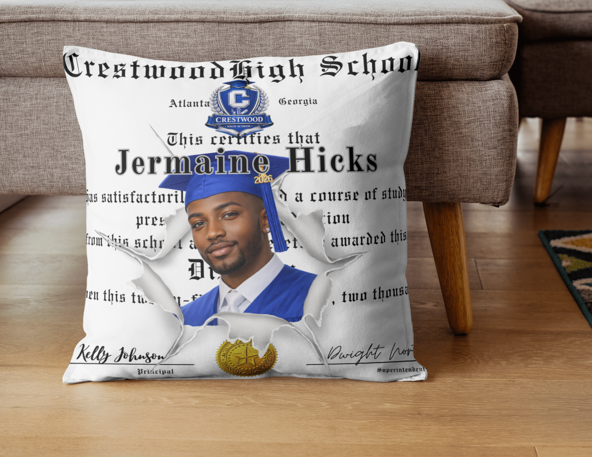 2026 Graduate Commemorative Pillow Blue