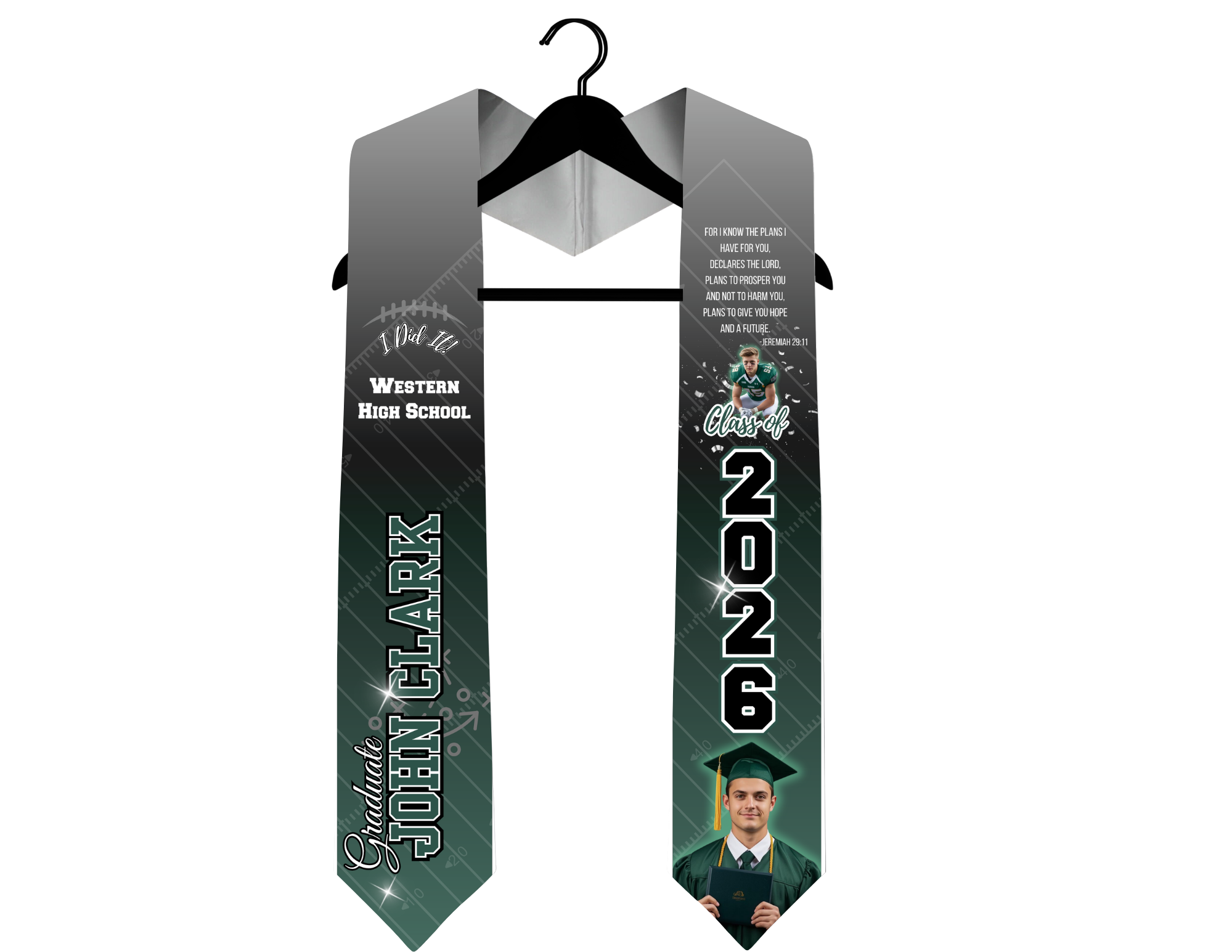 Football Fanatic 2026 Graduation Stole 70"