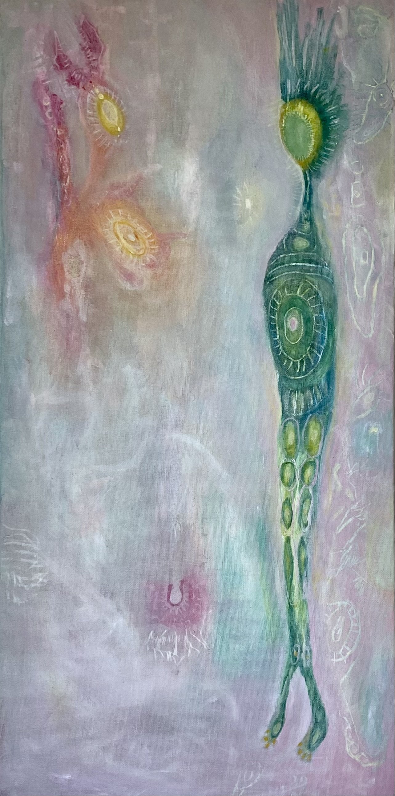 'They Meet Again', 2026, acrylic on canvas 60x30cm