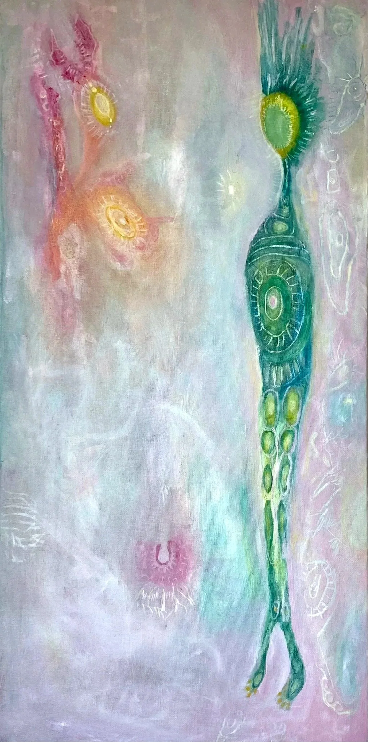 They Meet Again, 2026, 60cm H x 30cm W, acrylic on canvas
