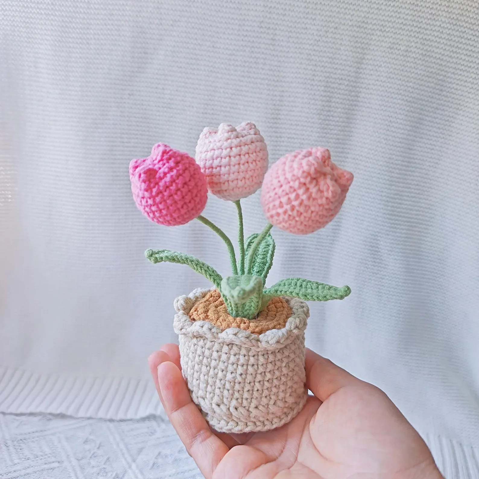 Crochet Tulip Flower Pot