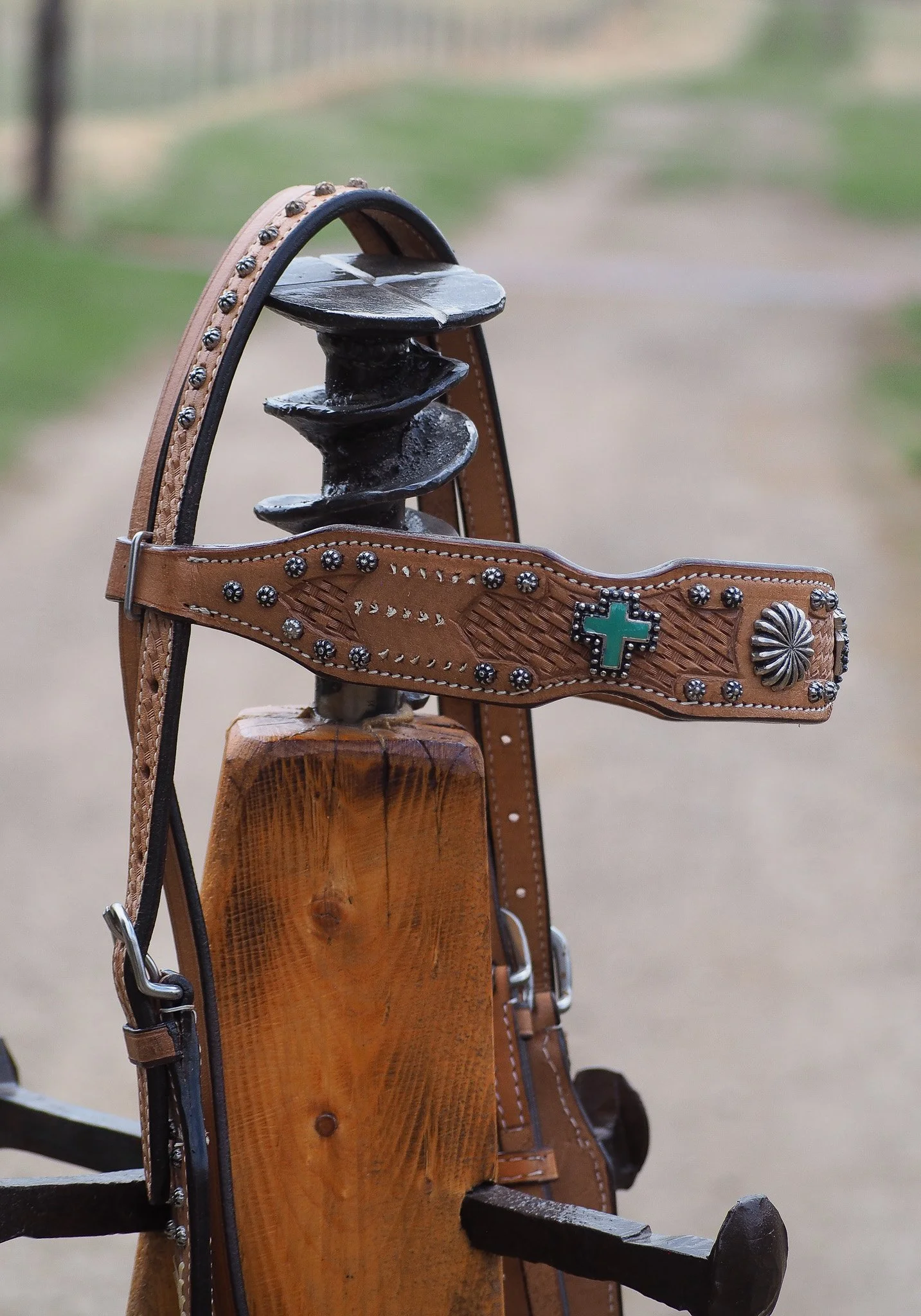 Teal Blue Cross Headstall