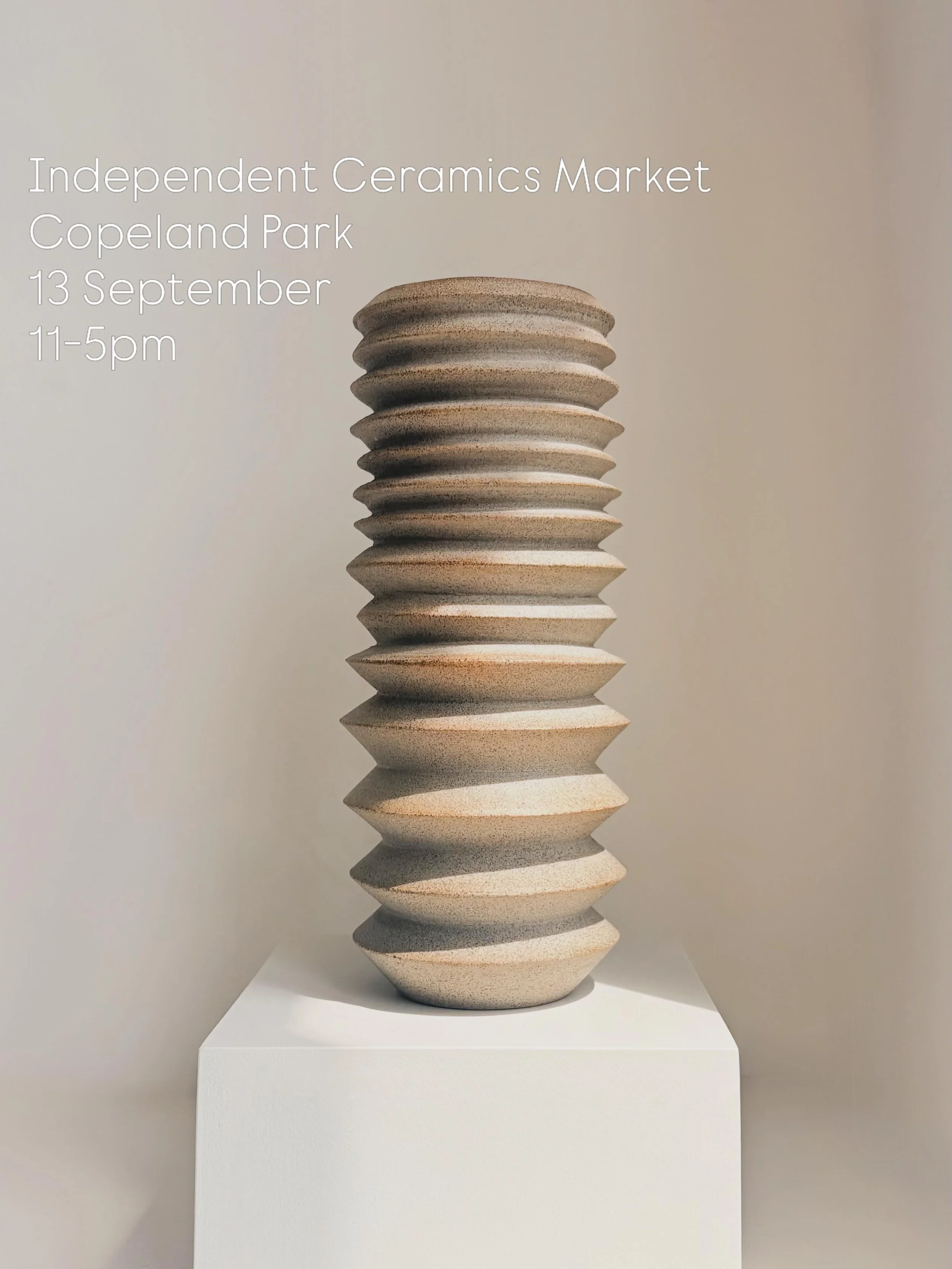 Excited to be taking part in Independent Ceramics Market at Copeland Park this Sunday, 13 September.

I&rsquo;ll be bringing a selection of recent work, including this new sculptural vase, alongside tableware and lighting.

11am&ndash;5pm @independen