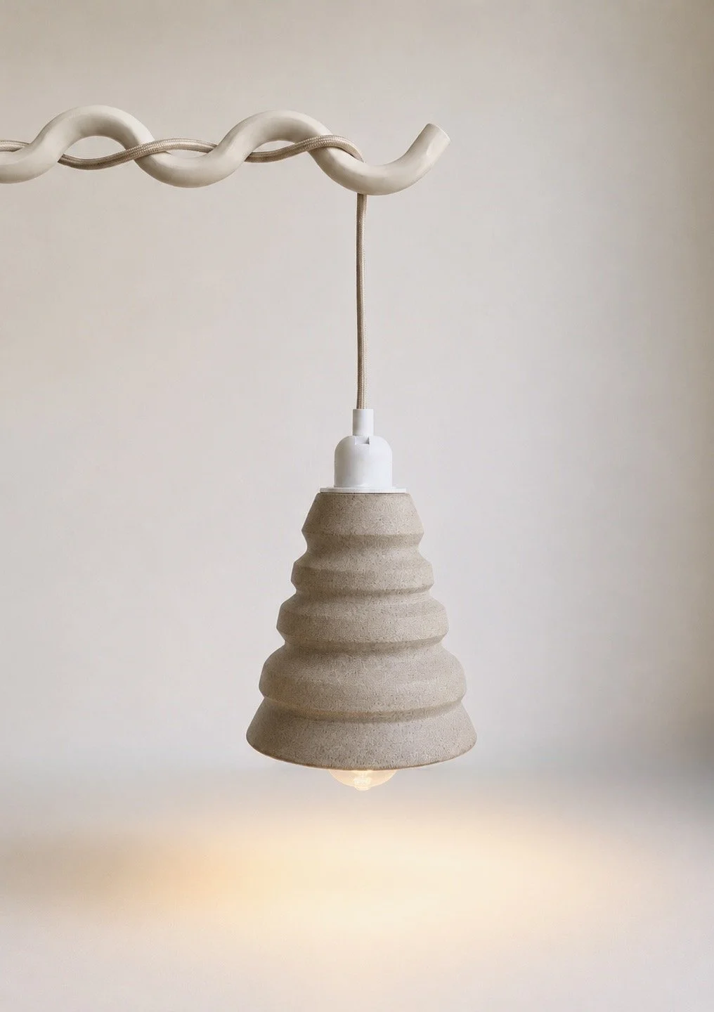 Brut II-Ceramic pendant light in grey clay