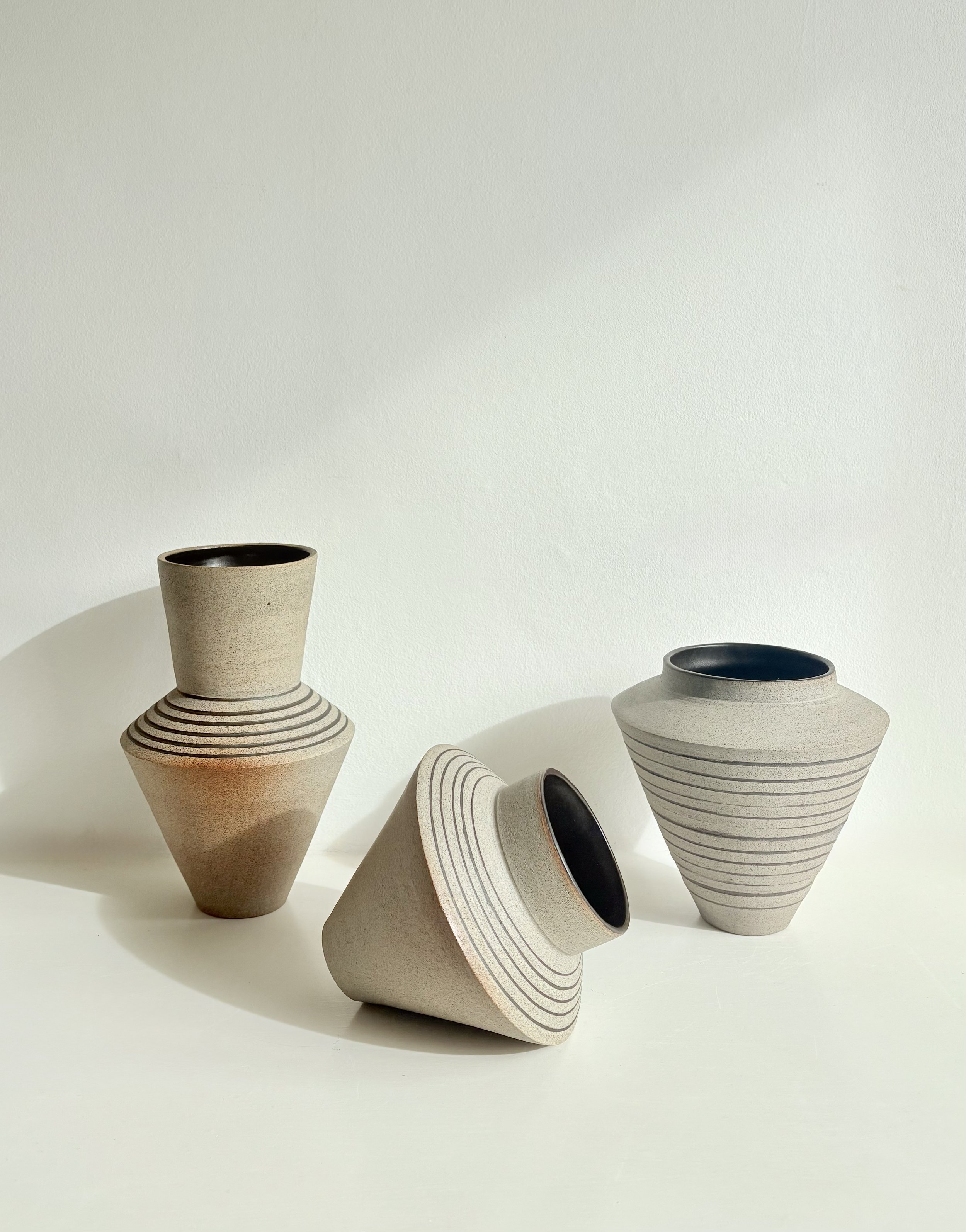 Concrete lines series - family of vases