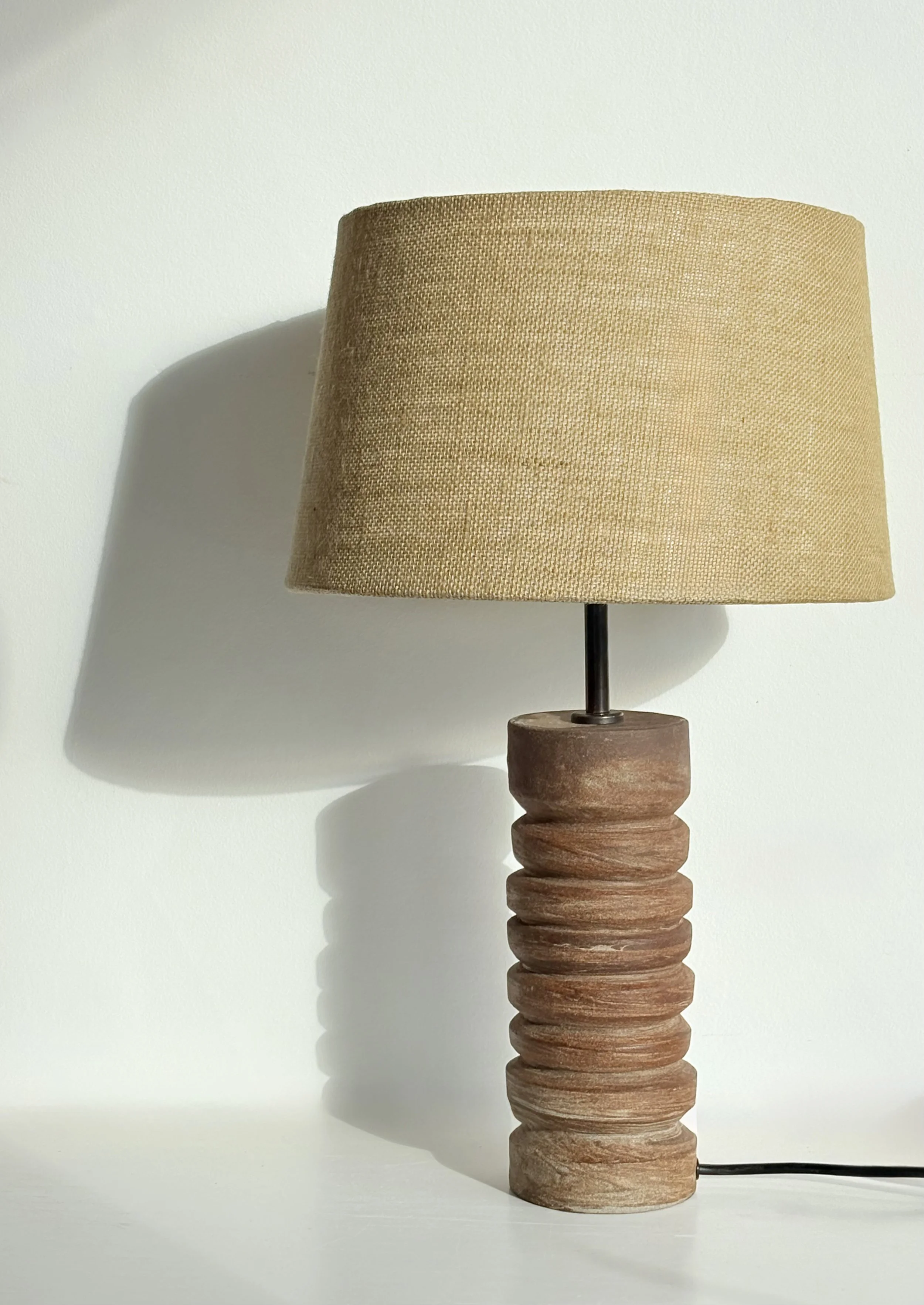 Brut I. Table lamp thrown by combining black and grey stoneware clays